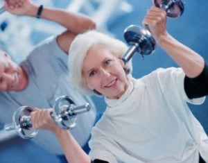 Old woman staying active and injury-free all day long.